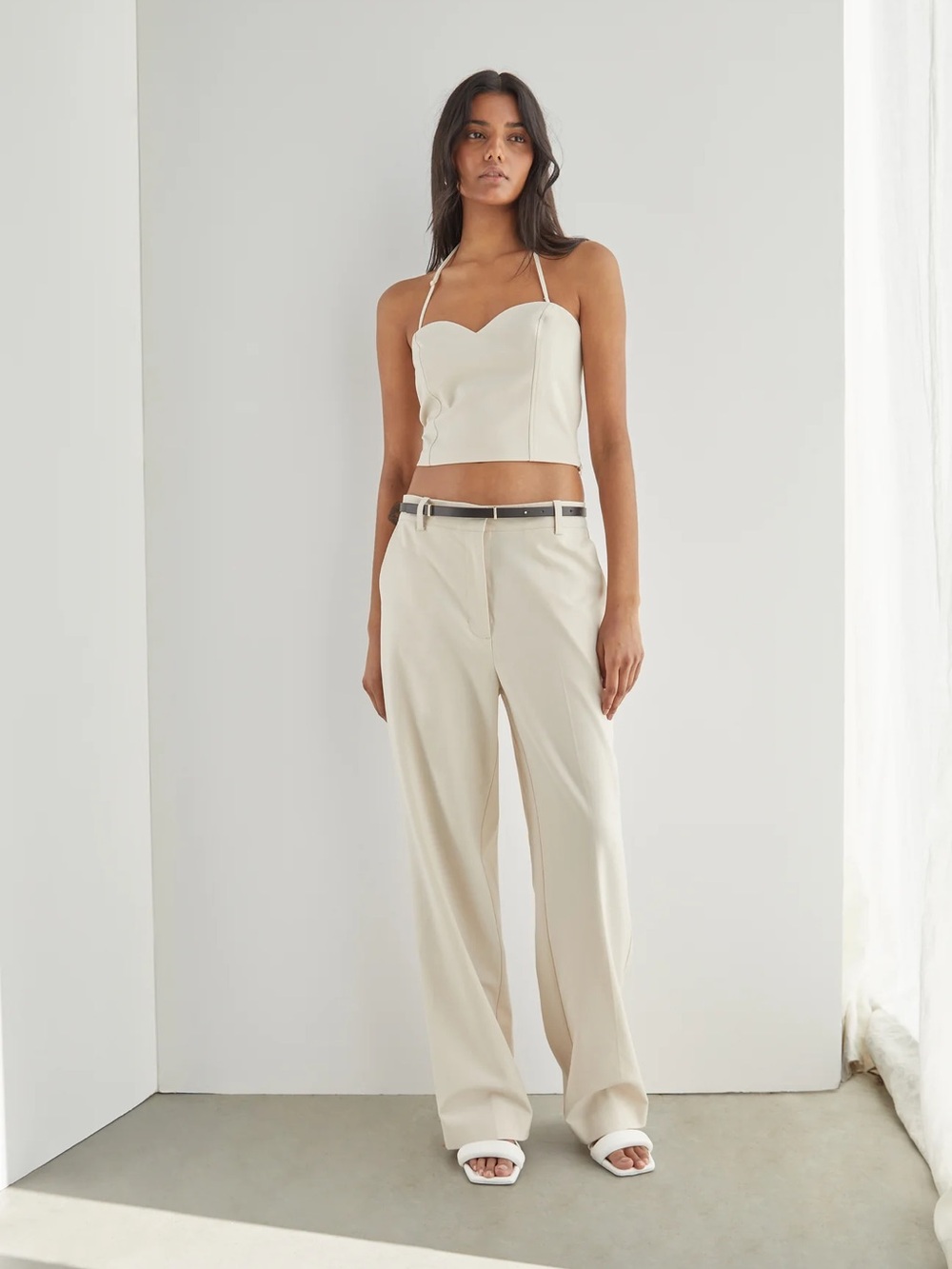 NWT OAK + FORT Wide Leg Suiting Pant in Oatmeal Size 4